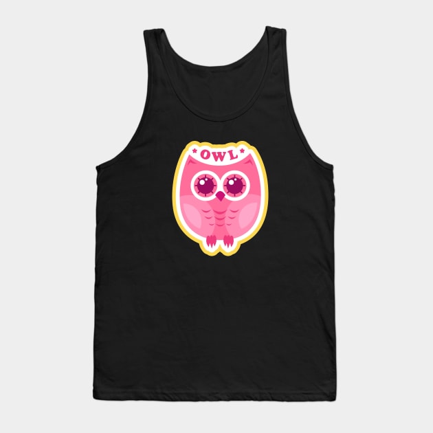 Owl Cute Cartoon Drawing Tank Top by BrightLightArts